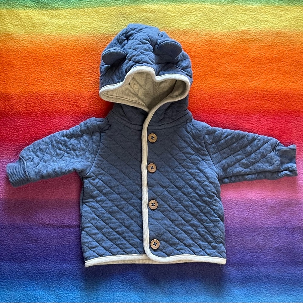 Quilted cotton hooded jacket with ears